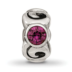 Sterling Silver 925 Birthstone Bead with Purple Preciosa Crystal Antique Finish
