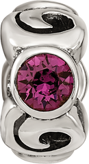 Sterling Silver 925 Birthstone Bead with Purple Preciosa Crystal Antique Finish