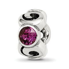 Sterling Silver Reflections Feb Purple Preciosa Crystal Birthstone Bead
