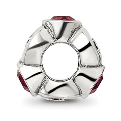 Sterling Silver July Birthstone Bead with Red Crystal Antiqued Finish