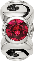 Sterling Silver July Birthstone Bead with Red Crystal Antiqued Finish