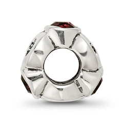 Sterling Silver June Birthstone Bead with Red Preciosa Crystal Antiqued Finish