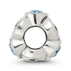 Sterling Silver 925 Antiqued Blue Crystal Birthstone Bead for March