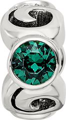 Sterling Silver Reflections May Green Preciosa Crystal Birthstone Bead