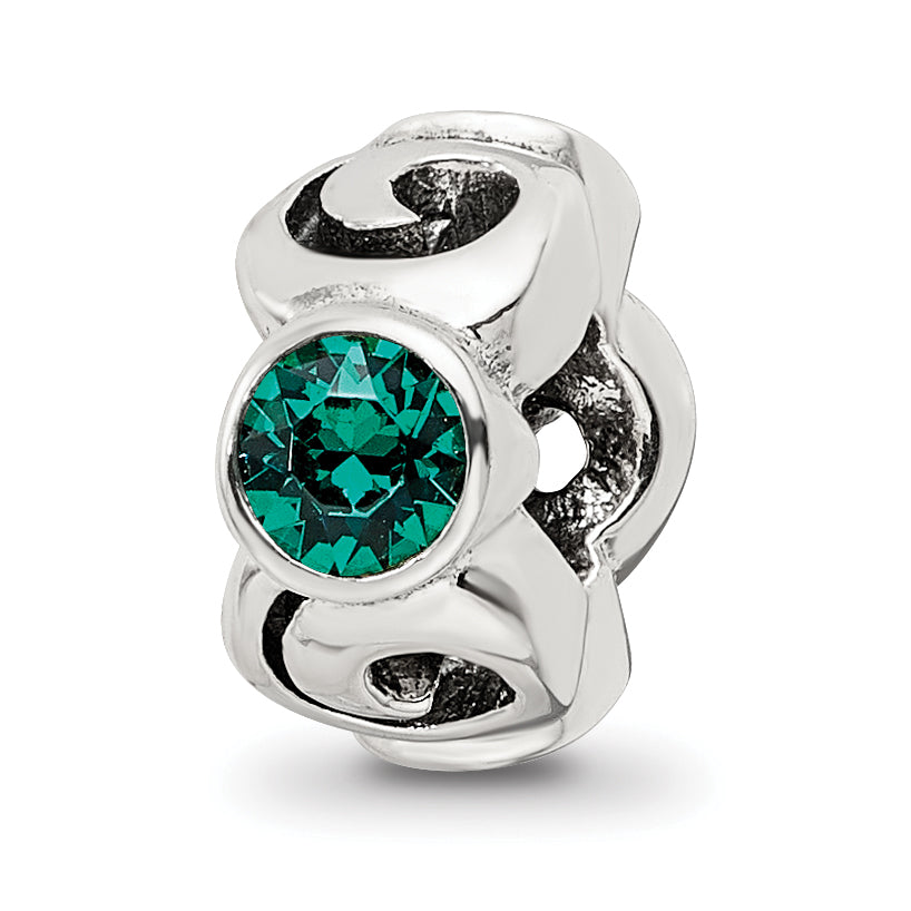 Sterling Silver Reflections May Green Preciosa Crystal Birthstone Bead