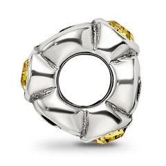 Sterling Silver 925 Yellow Crystal Birthstone Bead with Antiqued Finish