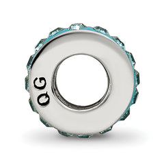 Sterling Silver 925 Bead with Blue Preciosa Crystal Elegant Antiqued Finish