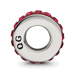 Sterling Silver 925 Antiqued Bead with Red Preciosa Crystal for July Birthstone