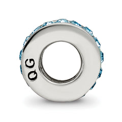 Sterling Silver 925 Blue Crystal Bead with Antiqued Finish