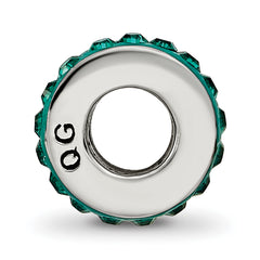 Sophia Jewelers Sterling Silver Bead with Green Preciosa Crystal Antique Finish