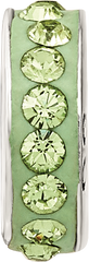 Sterling Silver 925 Bead with Green Crystal August Birthstone, Antiqued Finish