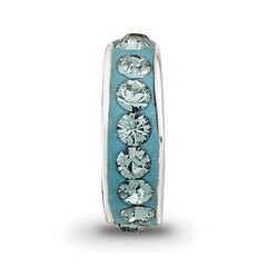 Sterling Silver 925 Bead with Blue Preciosa Crystal Elegant Antiqued Finish