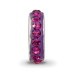 Sterling Silver 925 Bead with Purple Preciosa Crystal Vintage Antiqued Finish