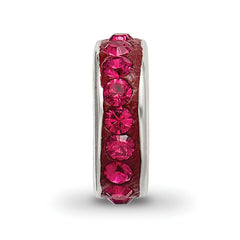 Sterling Silver 925 Antiqued Bead with Red Preciosa Crystal for July Birthstone