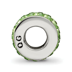 Sterling Silver 925 Antiqued Bead with Double Row Green Crystals