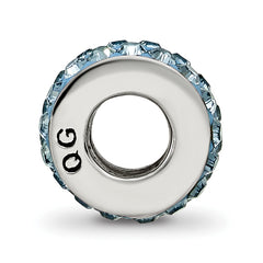 Sterling Silver 925 Bead with Double Row Blue Preciosa Crystals