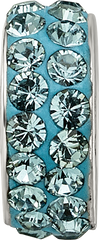 Sterling Silver 925 Bead with Double Row Blue Preciosa Crystals