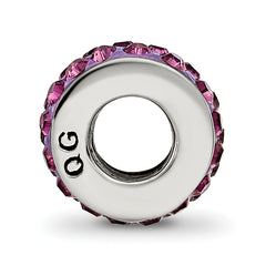 Sterling Silver 925 Double Row Purple Crystal Bead with Antiqued Finish