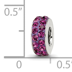 Sterling Silver 925 Double Row Purple Crystal Bead with Antiqued Finish