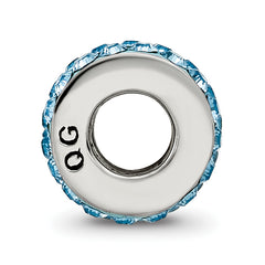 Sterling Silver 925 March Blue Crystal Bead with Double Row Sparkle