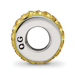 Sterling Silver 925 Double Row Bead with Yellow Crystals, Antiqued Finish