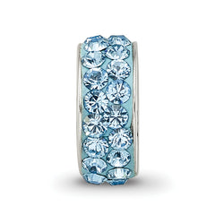 Sterling Silver 925 March Blue Crystal Bead with Double Row Sparkle