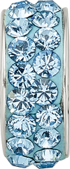 Sterling Silver 925 March Blue Crystal Bead with Double Row Sparkle