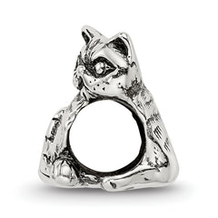 Sterling Silver 925 Antiqued Exotic Shorthair Cat Bead