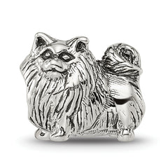 Sterling Silver 925 Pomeranian Bead with Antiqued Finish Solid Cast Design
