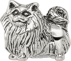 Sterling Silver 925 Pomeranian Bead with Antiqued Finish Solid Cast Design