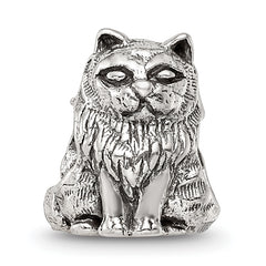 Sterling Silver 925 Birman Cat Bead with Antiqued Finish Solid Design