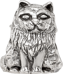 Sterling Silver 925 Birman Cat Bead with Antiqued Finish Solid Design