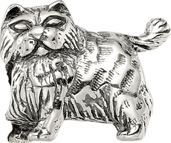 Sterling Silver 925 Persian Cat Bead with Antiqued Finish Solid Cast Design