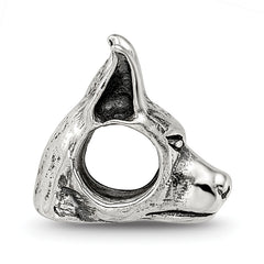 Sterling Silver 925 Antiqued Doberman Pinscher Head Bead Solid Cast Design