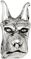 Sterling Silver 925 Antiqued Doberman Pinscher Head Bead Solid Cast Design