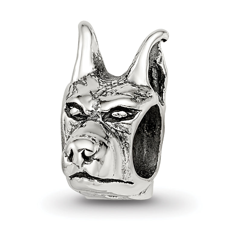 Sterling Silver Reflections Doberman Pinscher Head Bead