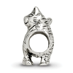 Sterling Silver 925 American Shorthair Cat Bead with Antiqued Finish Solid Design
