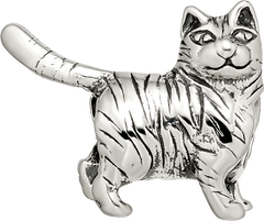 Sterling Silver 925 American Shorthair Cat Bead with Antiqued Finish Solid Design