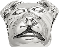 Sterling Silver 925 Rottweiler Head Bead Antiqued Solid