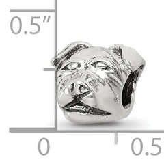 Sterling Silver 925 Rottweiler Head Bead Antiqued Solid