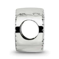 Sterling Silver 925 Double-Sided Vegas Bead with Antiqued Finish