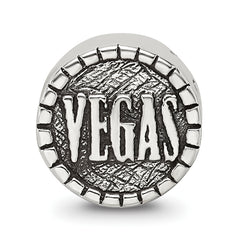 Sterling Silver 925 Double-Sided Vegas Bead with Antiqued Finish