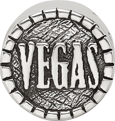 Sterling Silver 925 Double-Sided Vegas Bead with Antiqued Finish