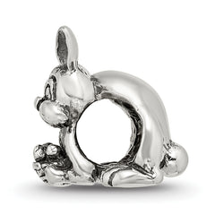 Sterling Silver 925 Bunny with Basket Bead Antiqued Solid Charm