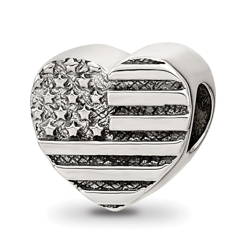 Sterling Silver Reflections Heart Flag Bead
