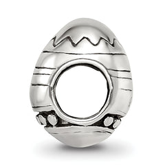 Sterling Silver 925 Easter Egg Bead with Antiqued Finish Solid Cast Design