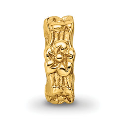 Sterling Silver Gold-Plated Floral Spacer Bead with Polished Finish