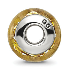 Sterling Silver 925 Swirl Glass Bead with Antiqued Finish Elegant Charm