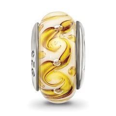 Sterling Silver 925 Swirl Glass Bead with Antiqued Finish Elegant Charm