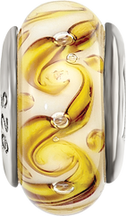 Sterling Silver 925 Swirl Glass Bead with Antiqued Finish Elegant Charm
